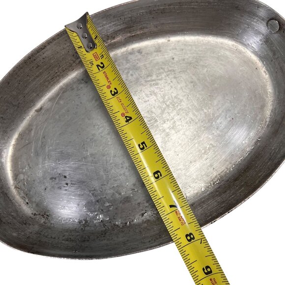 Vintage Waldow Brooklyn NY Tin Lined Au Gratin Pan Brass Handles 15x8 Oval USA - Picture 12 of 12